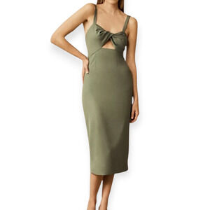 BHLDN Evonna Midi Bodycon Pencil Dress in Moss Green Size 4